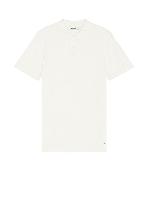 SIMKHAI Barron Short Sleeve Polo in Light Dune - Ivory. Size L (also in M, S, XL).