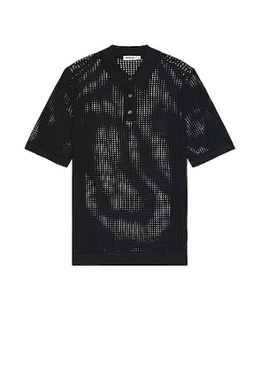 SIMKHAI Jeremiah Short Sleeve Polo in Black - Black. Size L (also in M, S, XL).