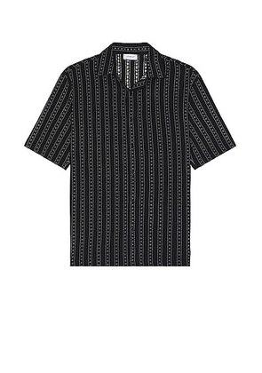 OFF-WHITE Stripes Bowling Shirt in Black & Ivory - Black. Size L (also in M, S, XL/1X).