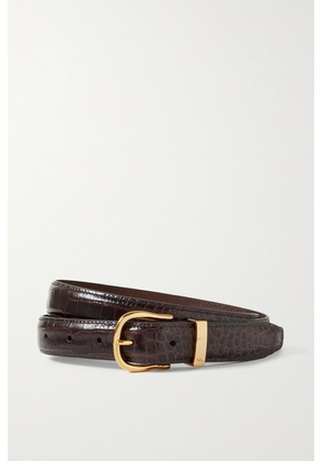 Nili Lotan - Louise Croc-effect Leather Belt - Brown - 65,70,75,80,85,90,95