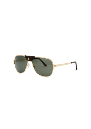 Cartier Santos De Cartier Gold-tone Aviator-style Sunglasses