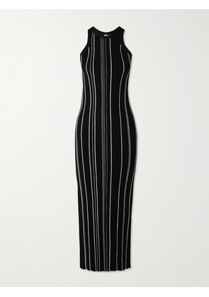 TOTEME - + Net Sustain Striped Ribbed-knit Maxi Dress - Black - xx small,x small,small,medium,large,x large
