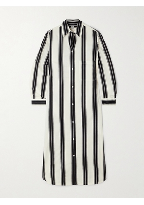 TOTEME - Striped Jacquard-trimmed Cotton-blend Maxi Shirt Dress - White - DK34,DK36,DK38,DK40,DK42