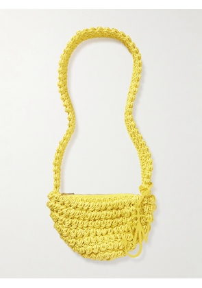 JW Anderson - Popcorn Leather-trimmed Crocheted Cotton Shoulder Bag - Yellow - One size