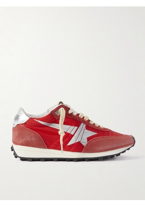 Golden Goose - Running Marathon Metallic Leather-trimmed Suede And Shell Sneakers - Red - IT35,IT36,IT37,IT38,IT39,IT40,IT41,IT42
