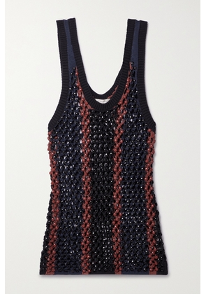 Diotima - Dennis Marina Beaded Crocheted Cotton-blend Tank - Blue - 1,2,3,4