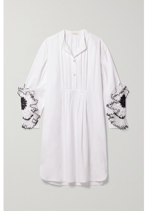 Diotima - Desmond Crochet-trimmed Cotton-twill Dress - White - 1,2,3,4
