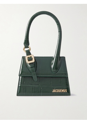 Jacquemus - Le Chiquito Moyen Mini Embellished Croc-effect Patent-leather Tote - Green - One size