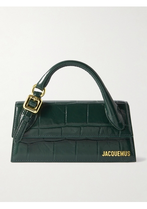 Jacquemus - Le Chiquito Long Embellished Croc-effect Patent-leather Tote - Green - One size