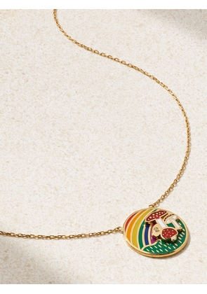 L’Atelier Nawbar - Mushroom Over The Rainbow 18-karat Gold, Enamel And Diamond Necklace - Multi - One size