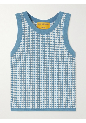 Guest In Residence - Cropped Cotton-jacquard Tank - Blue - x small,small,medium,large,x large