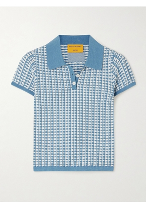 Guest In Residence - Gingham Cotton-jacquard Polo Top - Blue - x small,small,medium,large,x large