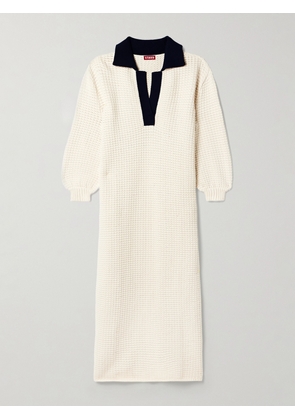 STAUD - Altea Two-tone Waffle-knit Cotton-blend Maxi Dress - Ivory - x small,small,medium,large,x large