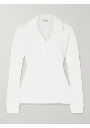 Dries Van Noten - Ribbed Stretch-jersey Polo Top - White - x small,small,medium,large