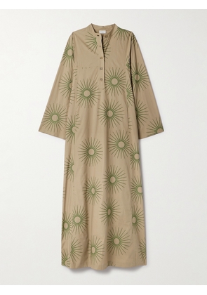 Dries Van Noten - Embroidered Cotton-poplin Maxi Dress - Neutrals - FR34,FR36,FR38,FR40,FR42,FR44