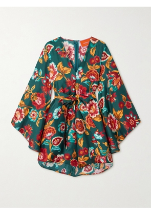 La DoubleJ - Magnifico Belted Floral-print Silk-twill Mini Dress - Multi - xx small,x small,small,medium,large,x large,xx large