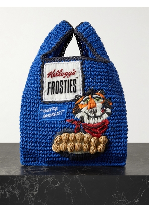 Anya Hindmarch - Frosties Mini Embroidered Raffia Tote - Blue - One size