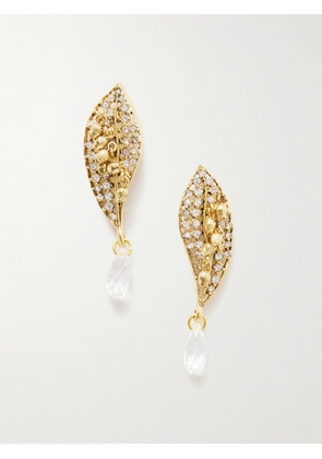 Oscar de la Renta - Lily Of The Valley Gold-tone Crystal Earrings - One size