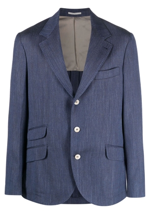 Brunello Cucinelli herringbone-pattern single-breasted blazer - Blue