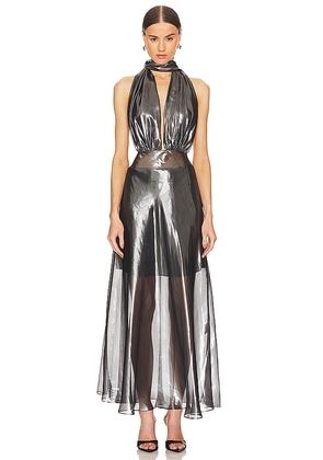 MANURI Nicky Dress in Metallic Silver. Size L, S, XS.