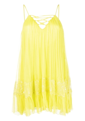 NISSA tie-detailed draped silk dress - Yellow
