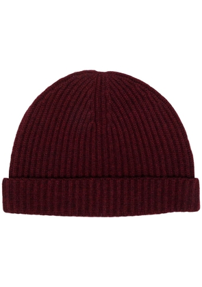 N.Peal ribbed-knit cashmere beanie - Red