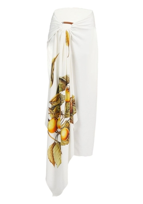 Ferragamo fruit-print draped skirt - White
