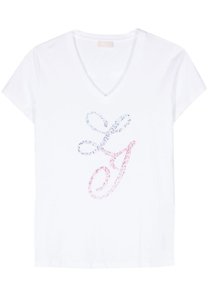 LIU JO rhinestone-embellished cotton T-shirt - Neutrals