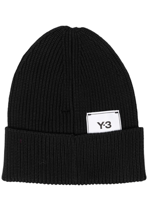 Y-3 ribbed knit hat - Black