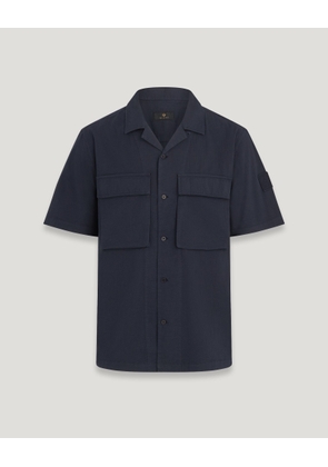 Belstaff Caster Short Sleeve Shirt Men's Garment Dye Cotton Dark Ink Size 2XL
