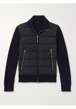 TOM FORD - Slim-Fit Panelled Ribbed Wool and Quilted Shell Down Jacket - Men - Blue - IT 44