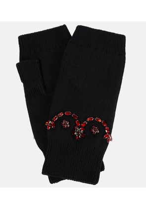 Simone Rocha Embellished cotton-blend fingerless gloves