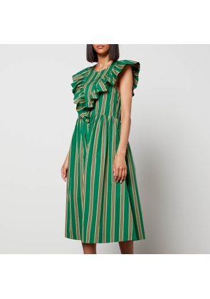 Baum Und Pferdgarten Women's Alisa Midi Dress - Green Stripe - EU36/UK8