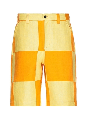 JACQUEMUS Le Short Tecido in Yellow Checks - Orange. Size 48 (also in 50).
