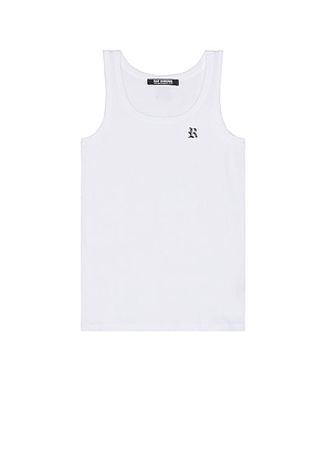 Raf Simons Tank Top With R Print And Leather Patch in White - White. Size XL (also in ).