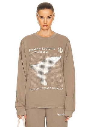Museum of Peace and Quiet Healing Systems Long Sleeve T-shirt in Clay - Beige. Size XS (also in M).