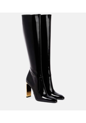 Saint Laurent Auteuil 105 glazed leather knee-high boots