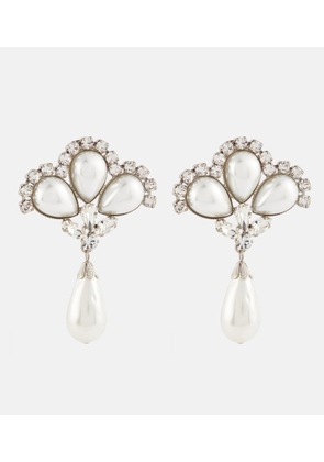 Alessandra Rich Crystal and faux pearl-embellished earrings