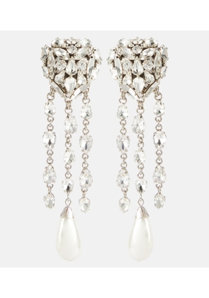 Alessandra Rich Heart crystal drop earrings