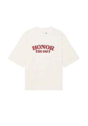 Honor The Gift A-spring Stripe Box Tee in Bone - Cream. Size M (also in L, XL/1X).