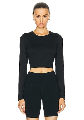 alo Alosoft Crop Finesse Long Sleeve Top in Black - Black. Size L (also in M, XS).