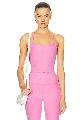 Beyond Yoga Spacedye Slim Racerback Cropped Tank Top in Pink Bloom Heather - Pink. Size L (also in M, S).
