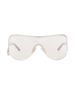 Acne Studios Rounded Shield Sunglasses in Silver & Transparent - Metallic Silver. Size all.