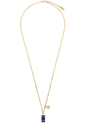 Givenchy Gold & Blue G Cube Necklace