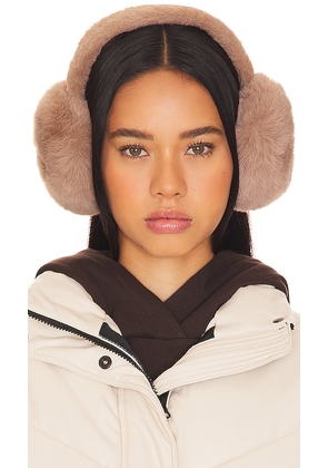 Hat Attack Oversized Faux Fur Earmuff in Taupe.