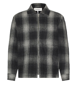 FRAME Plaid Wool Jacket in Grey. Size M.