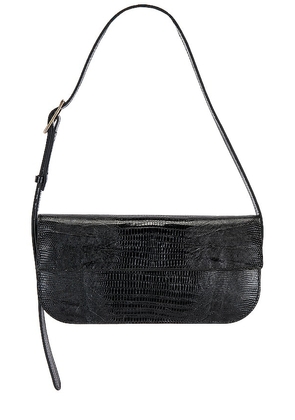 Flattered Lillie Lizard Shoulder Bag in Black.