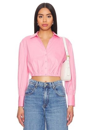 Alice + Olivia Trudy Cropped Pleated Top in Pink. Size L, S, XS.