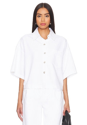 AGOLDE Rona Box Shirt in White. Size L, S, XL, XS.