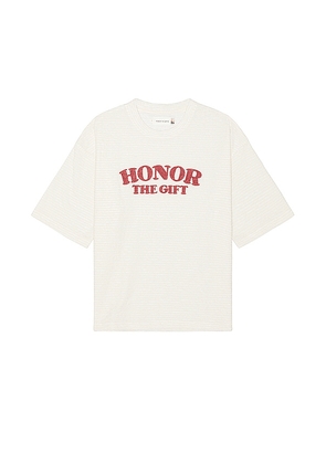 Honor The Gift A-spring Stripe Box Tee in Cream. Size L, S, XL/1X.